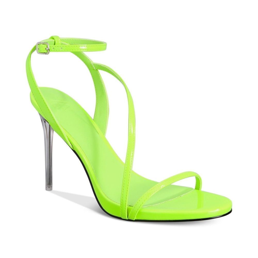 Aaj By Aminah Women's Green Asymmetrical Ankle Strap Zayn Size 6.5